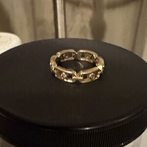 925 chain link pinky ring with diamond chips